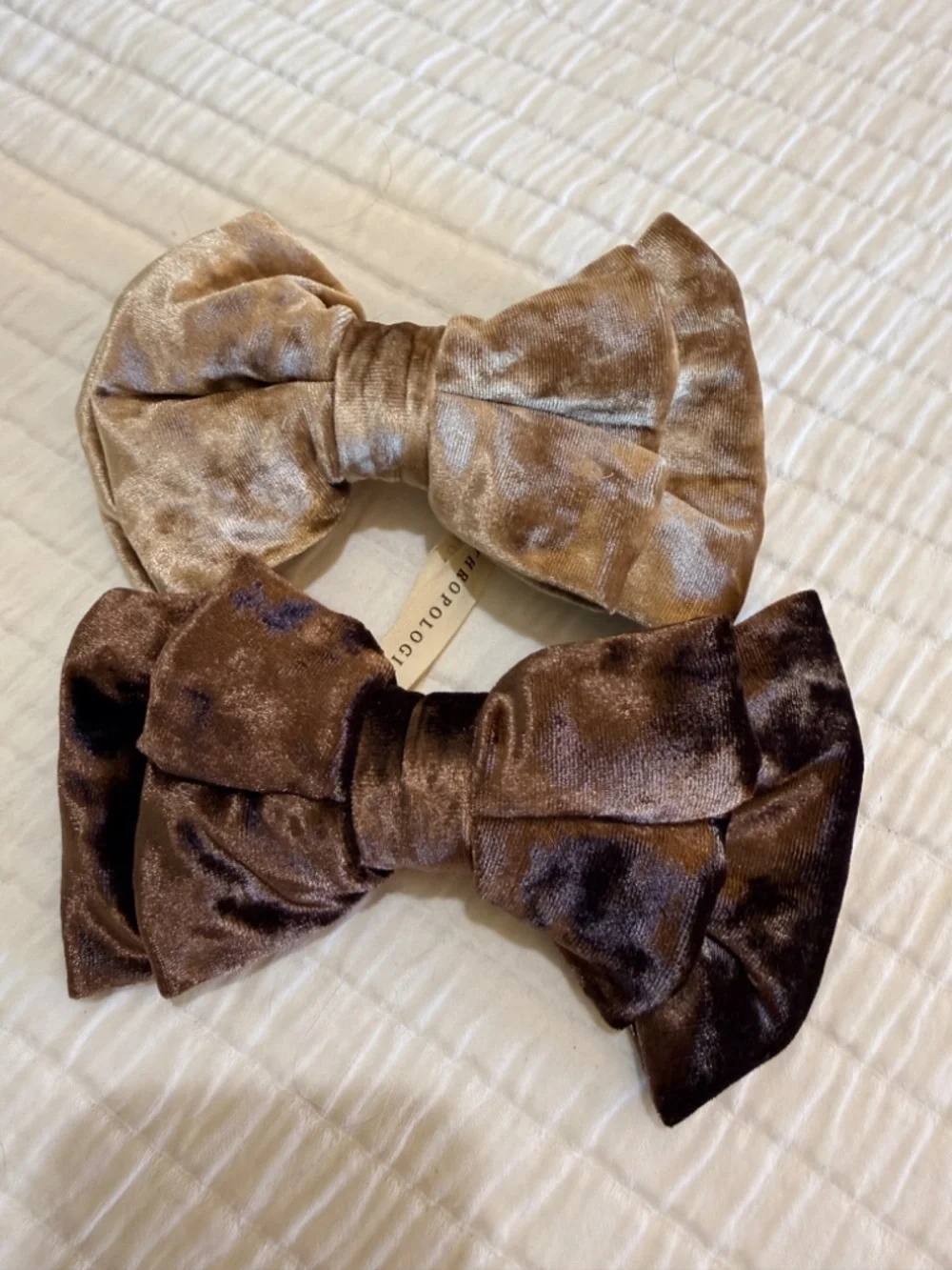 NWT Anthropologie Velvet Hair Bow Barette Set Brown